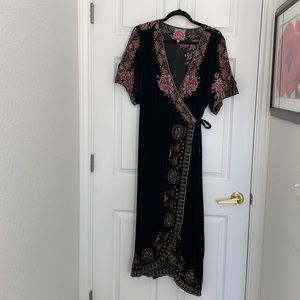 Johnny Was XL Joanna Velvet Wrap Dress